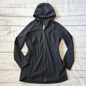 Lululemon Glyde Along Softshell Jacket Black Hooded Womens 8 Rip Tag